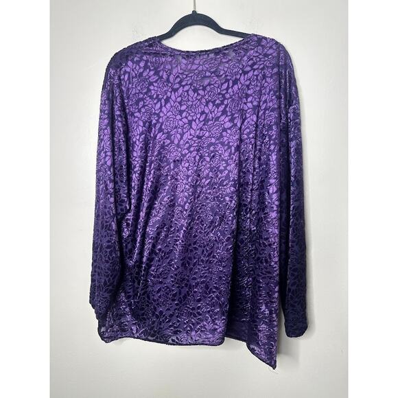 VTG Fashion Bug Womens 26/28 Burnout Velvet Top Purple Fairy Whimsigoth Witchy - Picture 4 of 7